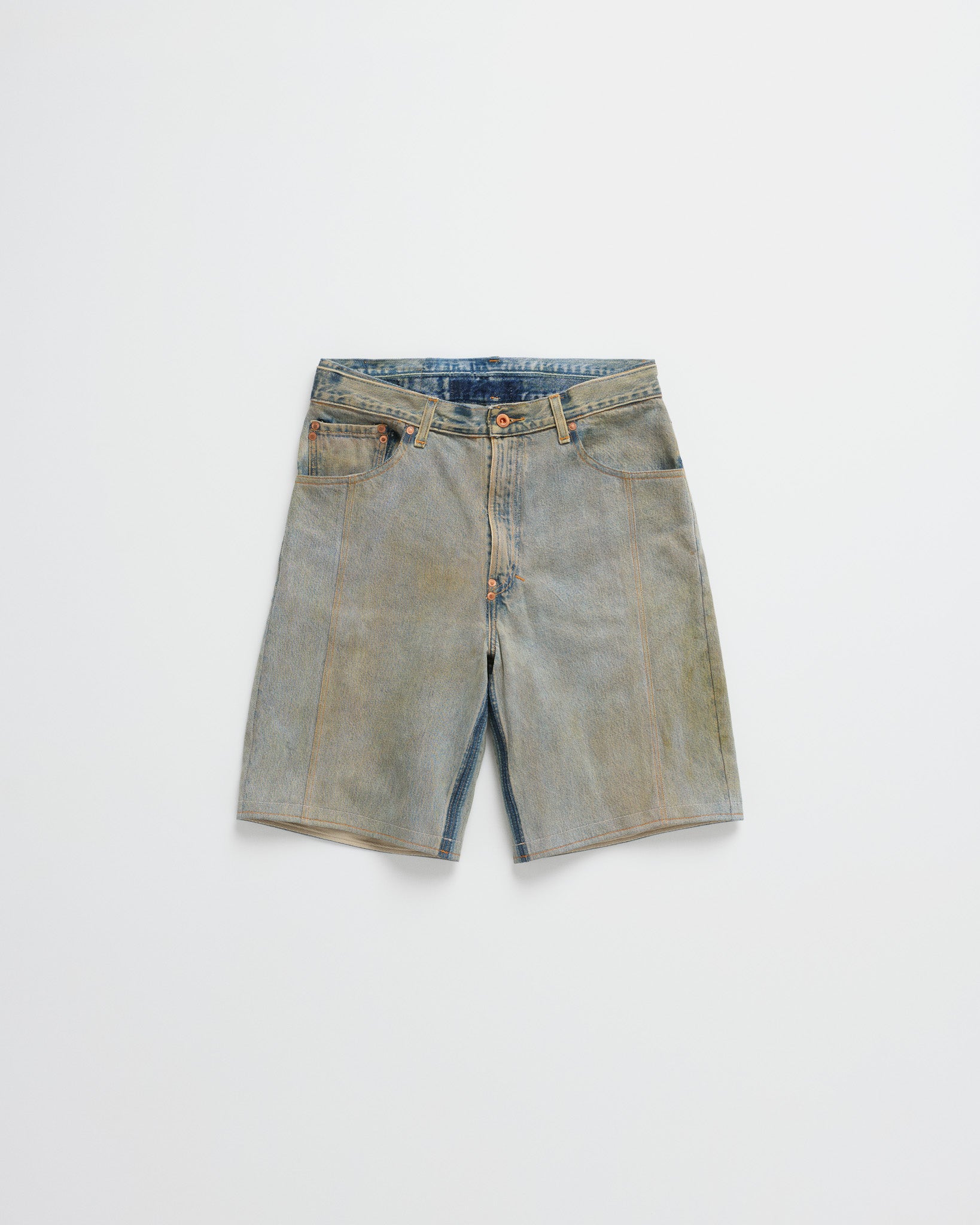 Doubled Rivet Jean Shorts