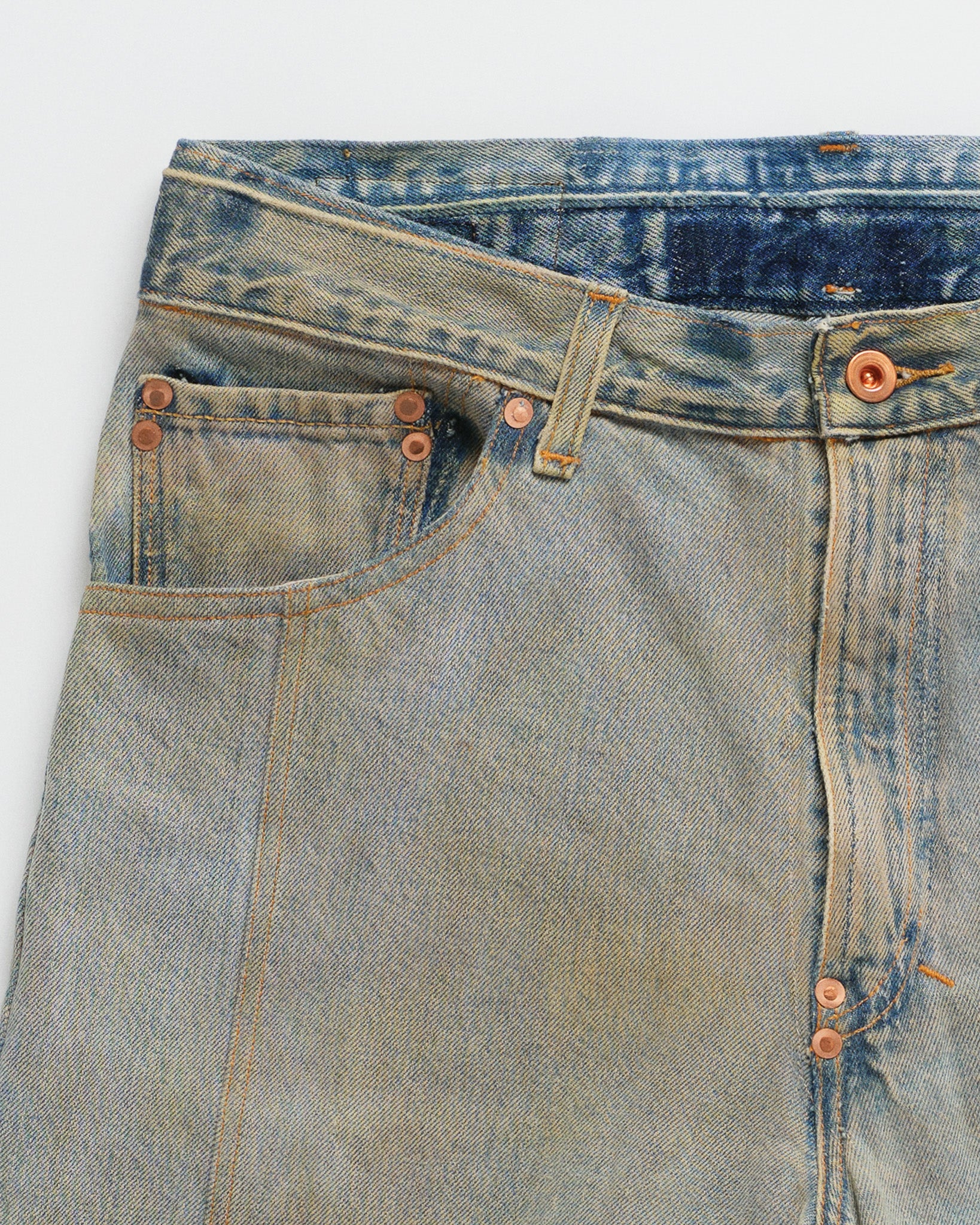 Doubled Rivet Jean Shorts