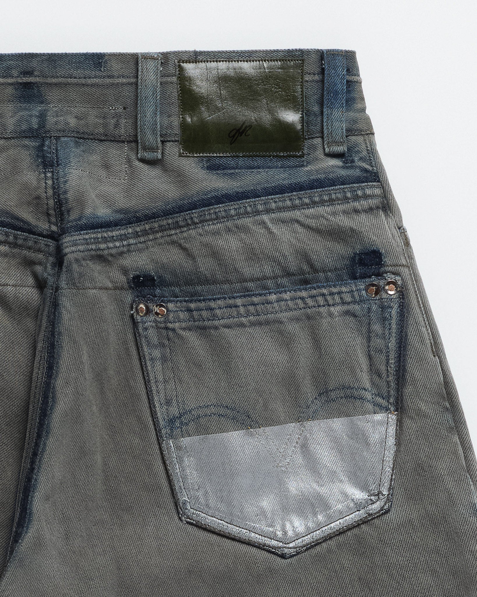 Doubled Rivet Denim Shorts