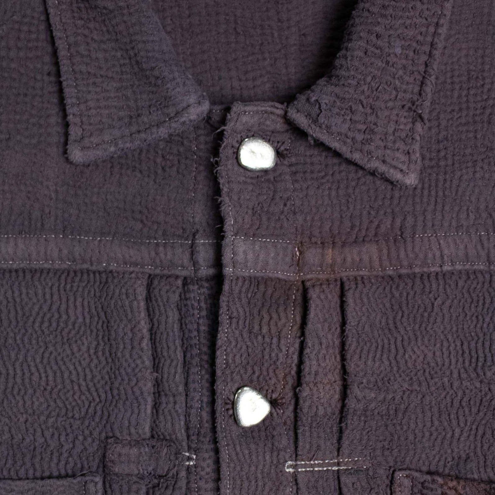 Detail of purple Kantha Quilt Jacket