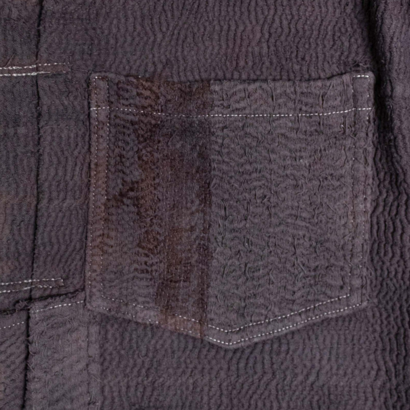 Detail of purple Kantha Quilt Jacket pocket