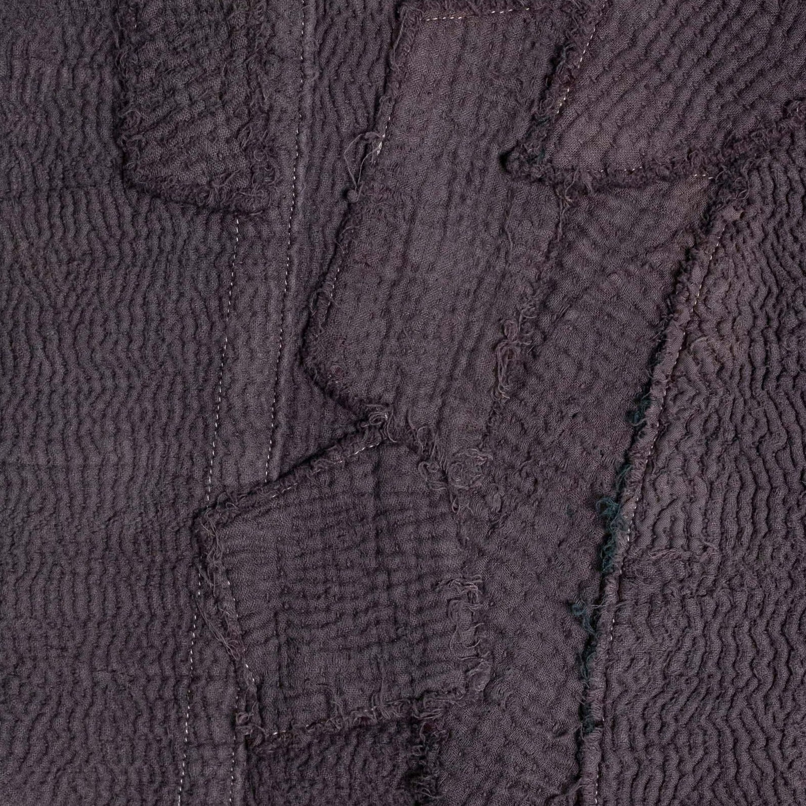 Detail of purple Kantha Quilt Jacket stitches
