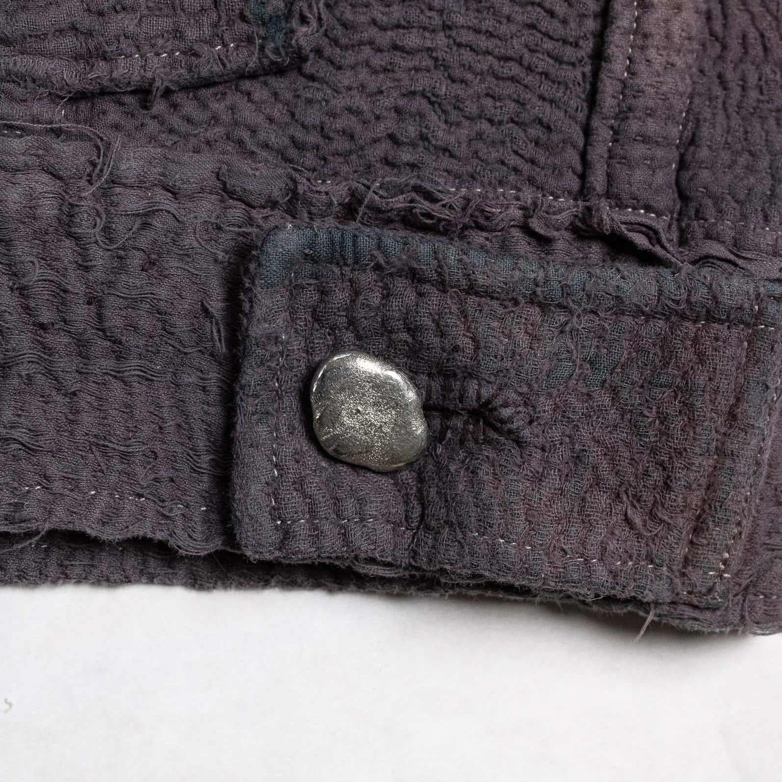 Detail of purple Kantha Quilt Jacket